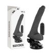 BASECOCK - REALISZTIKUS FEKETE TÁVIRÁNYÍTÓS VIBRÁTOR HERÉKKEL 20 CM - 2