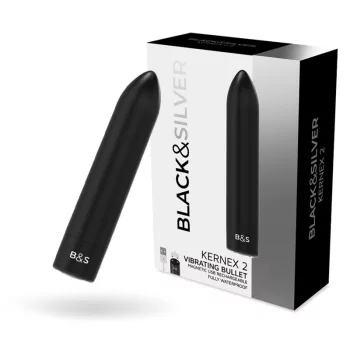   Black&Silver Kernex 2 Vibrating Magnetic Bullet 6.9cm Black Rechargeable