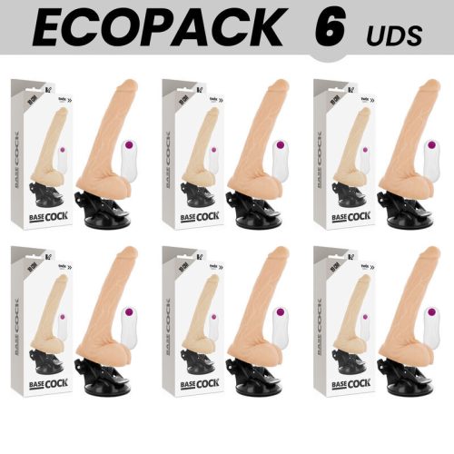 ECOPACK 6 DB - BASECOCK REALISZTIKUS VIBRÁTOR TÁVIRÁNYÍTÓ HÚS 19 CM -O- 4 CM