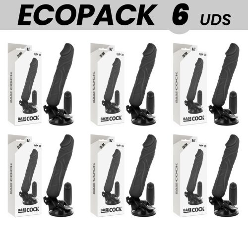 ECOPACK 6 DB - BASECOCK REALISZTIKUS VIBRÁTOR TÁVIRÁNYÍTÓ FEKETE 20 CM -O- 4 CM