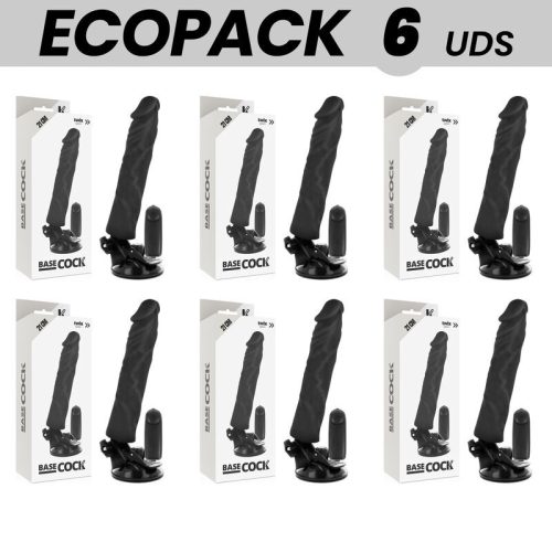 ECOPACK 6 DB - BASECOCK REALISZTIKUS VIBRÁTOR TÁVIRÁNYÍTÓ FEKETE 21 CM -O- 4 CM