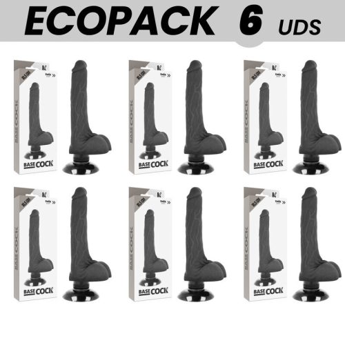 ECOPACK 6 DB - BASECOCK REALISZTIKUS VIBRÁTOR 2-1 FEKETE 18,5 CM -O- 4 CM