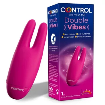   Control Double Vibes Stimulator Dual Vibrating Heads 5 Modes Waterproof