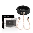 Coquette Chic Nipple Clamp Necklace Adjustable Vegan Leather Neoprene Black