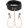 Coquette Chic Nipple Clamp Necklace Adjustable Vegan Leather Neoprene Black