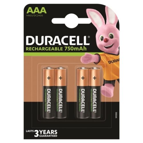 DURACELL - újratölthető akkumulátor HR03 AAA 750mAh 4 db 4 db