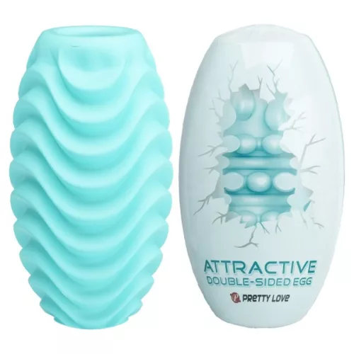 Pretty Love Double Sided Masturbator Egg Reversible Textures Turquoise