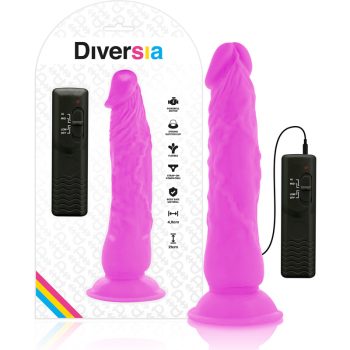 DIVERSIA – rugalmas vibráló dildó lila, 21 cm hosszú