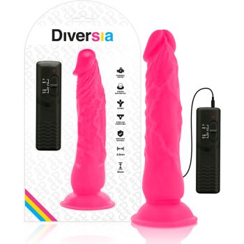DIVERSIA – rugalmas vibráló dildó, 21 cm, rózsaszín