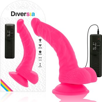 DIVERSIA – rugalmas, vibráló dildó rózsaszín 21,5 cm
