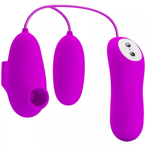 Pretty Love Vibrating Suction Balls 12 Modes Purple Silicone