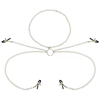   Ohmama Nipple Clamps Set 4 Clamps Metal Chain Necklace Nickel-Free