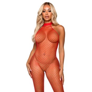   LEG AVENUE – érzéki bodystocking piros színben, egy méret