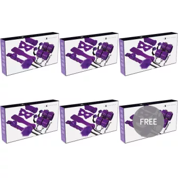   Experience Set BDSM Fetish 8 piese lilac kit bondage cu cătușe și frânghie 5 m
