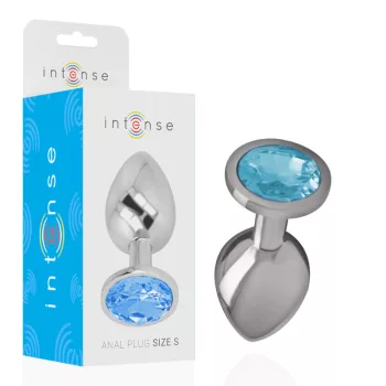Intense Metal Anal Plug Aluminum Blue Crystal Small 7cm