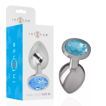 Intense Metal Anal Plug Blue Glass Size M Diamond Jewel