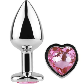   Secretplay Metal Butt Plug Fuchsia Heart Small 7cm Pink Aluminum