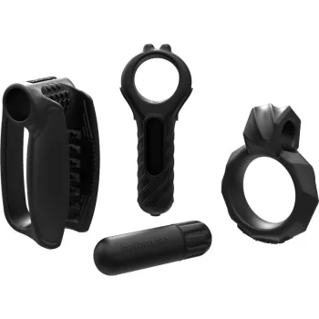   Bathmate Kit masturbator cu vibrator 10 viteze inelar penis și stimulator glande negru