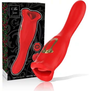   Mia Vibrator Triple Pleasure 10 Vibration and Bite Modes Red Silicone Waterproof