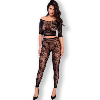   CHILIROSE – elegáns fekete topp és leggings S/M méretben