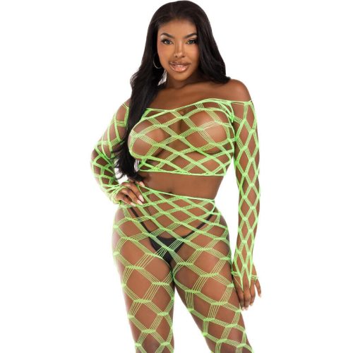 LEG AVENUE – érzéki zöld topp és leggings szett