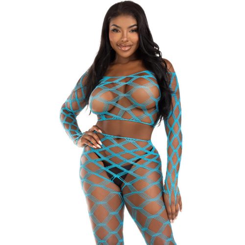 LEG AVENUE - érzéki kék topp és leggings