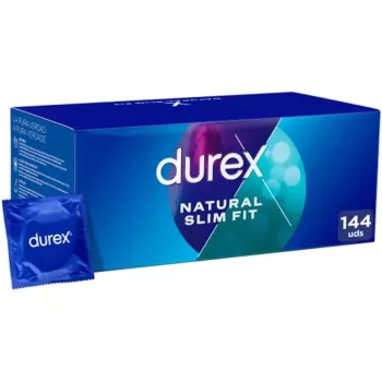   Durex Prezervativ natural Slim Fit lubrifiat 52 mm 144 bucăți transparent