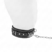 Kink Collar Rhinestone Rivet Adjustable 105 cm PVC Leather Black