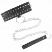 Kink Collar with Leash Adjustable 36-43 cm Silver Studs Black