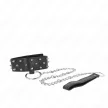 Kink Collar with Leash Silver Studs Adjustable 36-43 cm Black