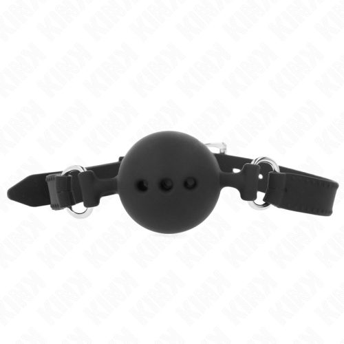 KINK - FULL SILICONE GAG 55 x 2 CM 4,5 CM BALL M MÉRET M FEKETE ÁLLÍTHATÓ 35-51 CM