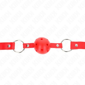KINK - BREATHABLE BALL 4 CM GAG KETTŐS RIVET MODELL 1 VÖRÖS 62,5 x 2,5 CM ÁLLÍTHATÓ 42-58 