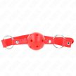 KINK - BREATHABLE BALL 4 CM GAG KETTŐS RIVET MODELL 1 VÖRÖS 62,5 x 2,5 CM ÁLLÍTHATÓ 42-58  - 3