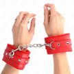KINK - PRÉMIUM SZŐRMÉVEL BÉLELT CSUKLÓSZORÍTÓK PIROS PIROS ÖVVEL ÁLLÍTHATÓ 17-29 CM X 6 CM - 4