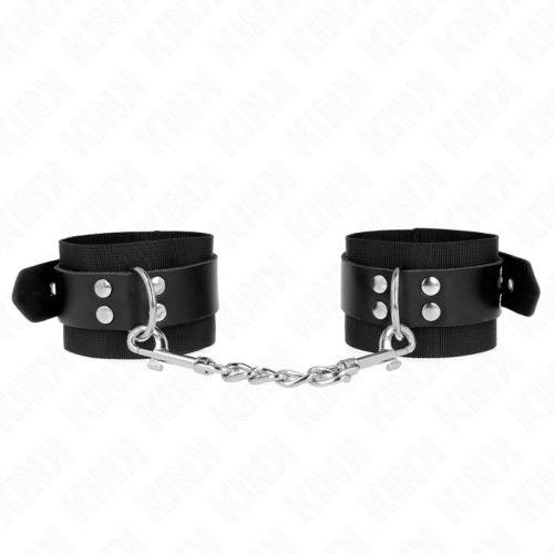 KINK – állítható nylon csuklókötöző bőr övvel, fekete