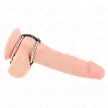 Kink Inel penis dublu metal cu piele 3.8-5 cm ajustabil