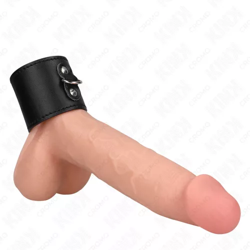 Kink Leather Cock Ring Pressure Closure 18x5 cm Black