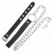 Kink Leather Adjustable Penis Ring with Strap and Metal Chain 21.5cm Black