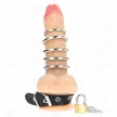 Kink Leather Penis Ring with Lock Strap and 5 Metal Rings 21x2 cm Black