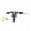 Kink Leather Penis Ring with Lock Strap and 5 Metal Rings 21x2 cm Black