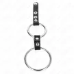 Kink Inel penis dublu reglabil piele 3.8-5 cm negru