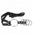 Kink Metal Cock Rings Connected Set 3.8-5 cm with 112 cm Leather Belt