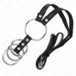 Kink Metal Cock Rings Connected Set 3.8-5 cm with 112 cm Leather Belt