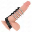 Kink Metal Cock Rings Set 3.8 cm Leather Strap 22 cm Pressure Closure