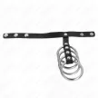 Kink Metal Cock Rings Set 3.8 cm Leather Strap 22 cm Pressure Closure