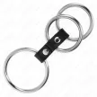 Kink Triple Metal Cock Ring Adjustable 3.7 to 5 cm Leather Strap