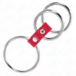 Kink Triple Metal Cock Ring 3.7 to 5 cm Red Leather Strap