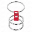 Kink Triple Metal Cock Ring 3.7 to 5 cm Red Leather Strap