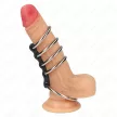 Kink Cock Ring Set Metal Leather Connected 3.7-5 cm