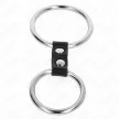 Kink Double Metal Cock Ring Adjustable Leather Strap 3.7-5 cm